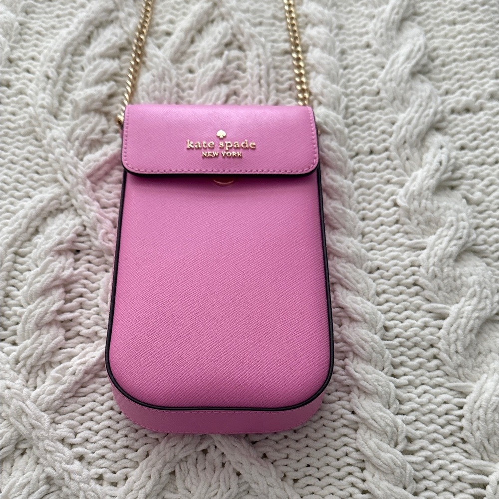 kate spade Pink Crossbody Phone Bag with Gold Chain